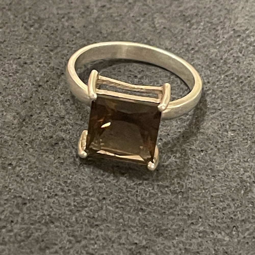 Elegant Silver Smoky Quartz Ring